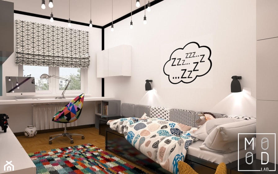 Średni biały pokój dziecka dla nastolatka dla chłopca, styl nowoczesny - zdjęcie od Mood-LAB - Homebook