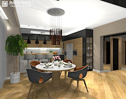 dom w Kluczborku 2 - Średnia beżowa czarna jadalnia w kuchni, styl nowoczesny - zdjęcie od msergiej-wnętrza - Homebook