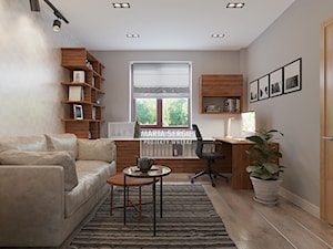 dom pod Wrocławiem - Duże w osobnym pomieszczeniu z sofą szare biuro, styl nowoczesny - zdjęcie od msergiej-wnętrza