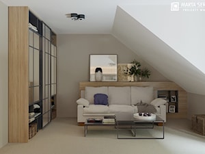 dom w Kluczborku 2 - Średnie w osobnym pomieszczeniu z sofą białe szare biuro, styl nowoczesny - zdjęcie od msergiej-wnętrza