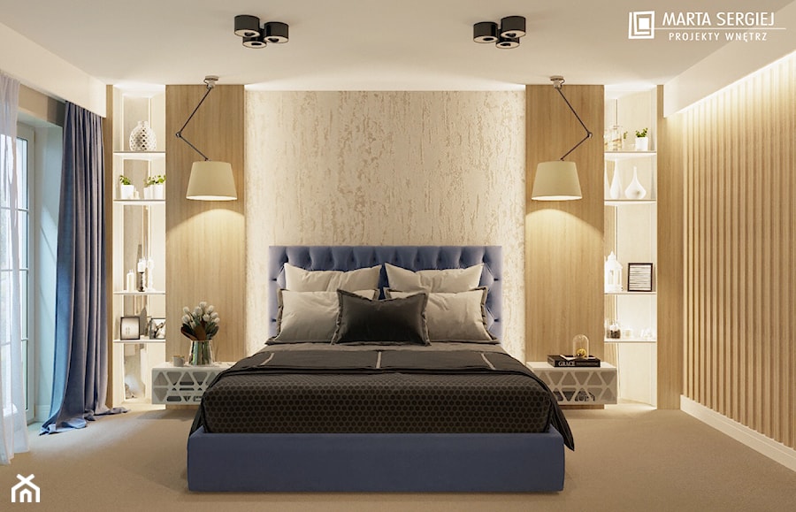 dom w Kluczborku 2 - Średnia beżowa sypialnia, styl nowoczesny - zdjęcie od msergiej-wnętrza