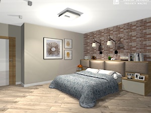 dom w Namysłowie 3 - Duża beżowa sypialnia, styl nowoczesny - zdjęcie od msergiej-wnętrza