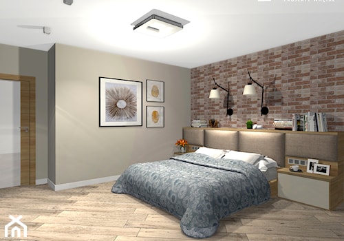 dom w Namysłowie 3 - Duża beżowa sypialnia, styl nowoczesny - zdjęcie od msergiej-wnętrza