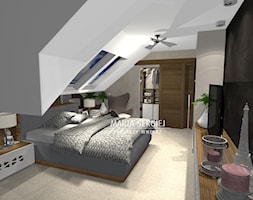 dom pod Wrocławiem - Średnia biała czarna szara sypialnia na poddaszu z garderobą, styl nowoczesny - zdjęcie od msergiej-wnętrza - Homebook