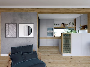 Dom w Bielsku-Białej II - Średnia otwarta biała z zabudowaną lodówką kuchnia w kształcie litery g z wyspą lub półwyspem z oknem, styl nowoczesny - zdjęcie od Architekt Wnętrz Patrycja Wojtaś