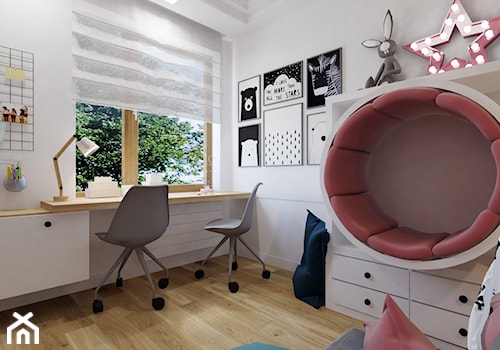 Projekt pokoju, bawialni dla córek w domu jednorodzinnym w Bielsku-Białej. - zdjęcie od Architekt Wnętrz Patrycja Wojtaś