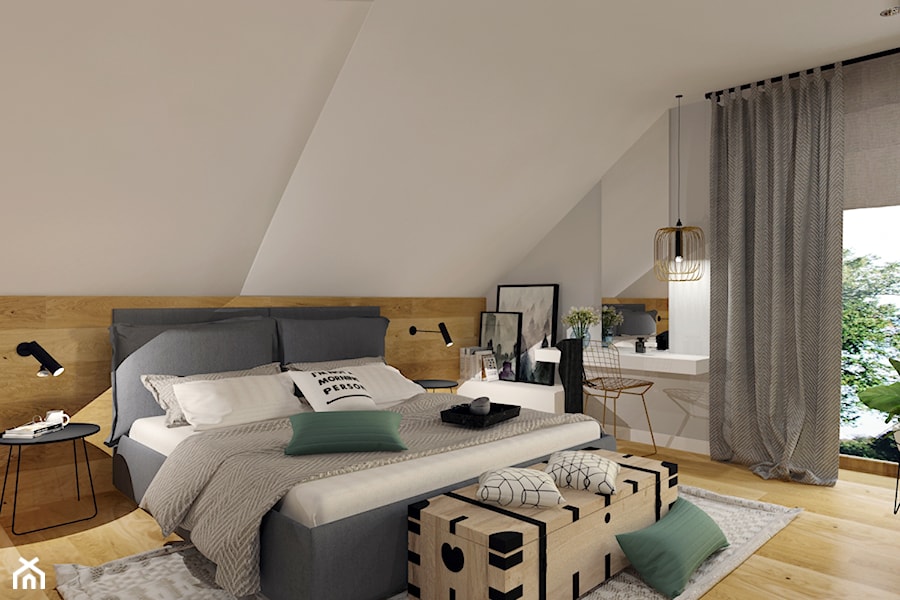 Dom w Kętrzynie - Średnia szara sypialnia na poddaszu, styl skandynawski - zdjęcie od Architekt Wnętrz Patrycja Wojtaś