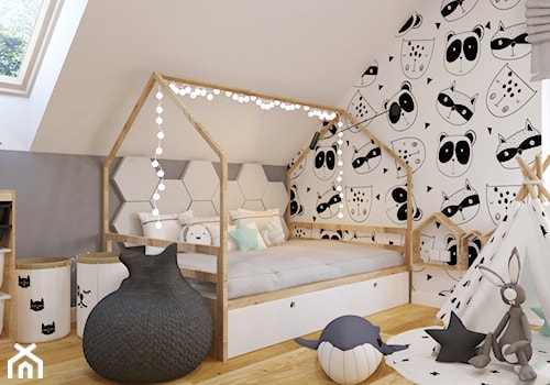 Dom w Kętrzynie - Mały biały szary pokój dziecka dla dziecka dla chłopca dla dziewczynki - zdjęcie od Architekt Wnętrz Patrycja Wojtaś