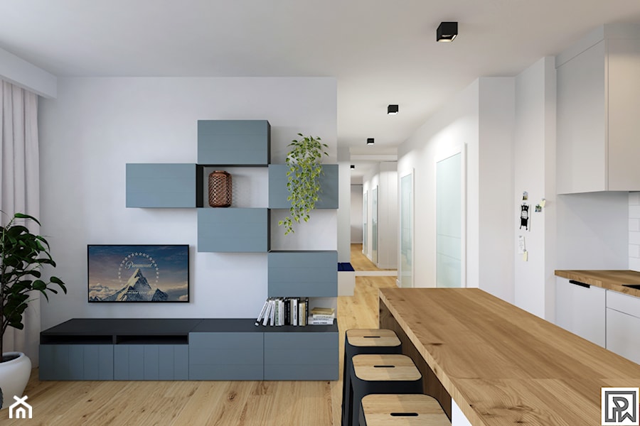 House flipping - inwestowanie w mieszkania - Średni biały salon z kuchnią z jadalnią - zdjęcie od Architekt Wnętrz Patrycja Wojtaś