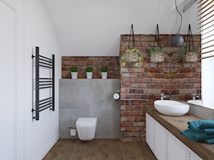 Dom w Czechowicach Dziedzicach - Średnia na poddaszu łazienka, styl rustykalny - zdjęcie od Architekt Wnętrz Patrycja Wojtaś