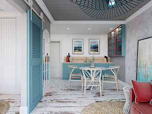 Apartament hotelowy "Summer Vibes" - Mała otwarta z salonem biała szara kuchnia jednorzędowa, styl rustykalny - zdjęcie od Architekt Wnętrz Patrycja Wojtaś