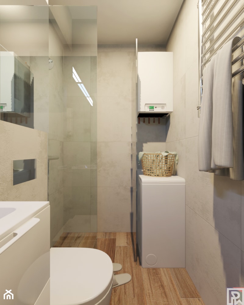 House flipping - inwestowanie w mieszkania - Średnia bez okna z pralką / suszarką z lustrem łazienka - zdjęcie od Architekt Wnętrz Patrycja Wojtaś