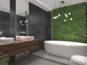 Łazienka z zieloną ścianą - Łazienka, styl minimalistyczny - zdjęcie od Ewelina Loręcka Interior Design
