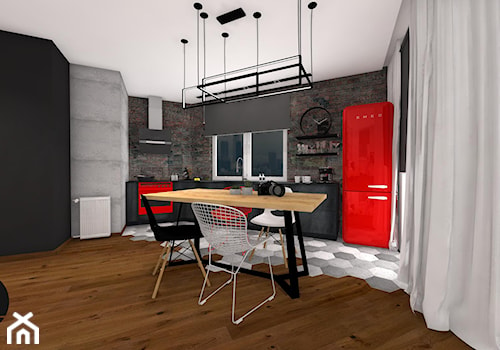 Salon z kuchnią w stylu loft - zdjęcie od Ewelina Loręcka Interior Design