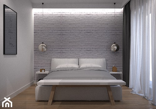 T.House - Średnia biała szara sypialnia, styl nowoczesny - zdjęcie od mootif_studio