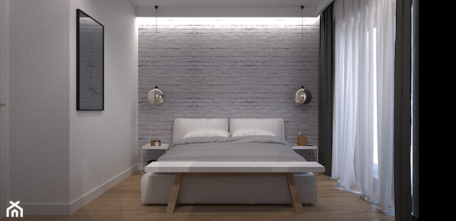 T.House - Średnia biała szara sypialnia, styl nowoczesny - zdjęcie od mootif_studio