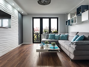 Mieszkanie Siedlce - Średni biały salon z tarasem / balkonem, styl nowoczesny - zdjęcie od zaneta-jastrzebska