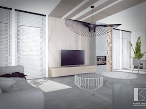 Salon w domu jednorodzinnym, Kęty - Salon, styl minimalistyczny - zdjęcie od Pracownia Projektowa Kamila Szemik