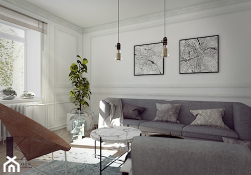 Mieszkanie w kamienicy, Katowice - Mały biały salon, styl nowoczesny - zdjęcie od Pracownia Projektowa Kamila Szemik