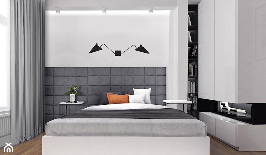 mieszkanie w kamienicy - Mała biała czarna sypialnia, styl tradycyjny - zdjęcie od Sylwia Bartkiewicz Pracownia architektury wnętrz