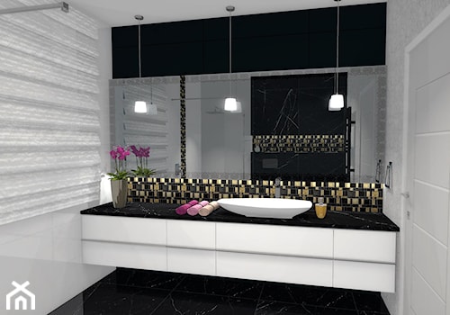 Łazienka Glamour - Średnia z lustrem łazienka z oknem - zdjęcie od KREOSTUDIO