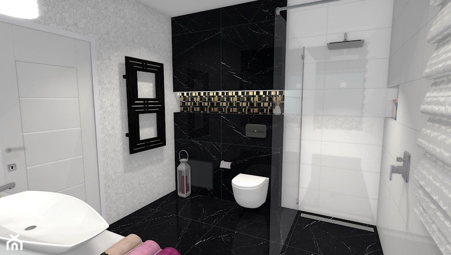Łazienka Glamour - Średnia z marmurową podłogą łazienka z oknem - zdjęcie od KREOSTUDIO