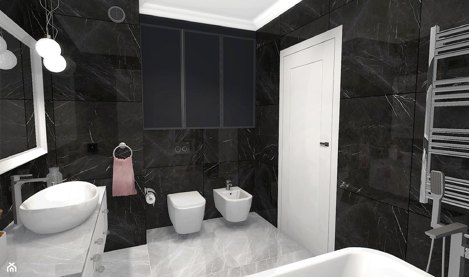 Łazienka czarno biała - zdjęcie od KREOSTUDIO - Homebook