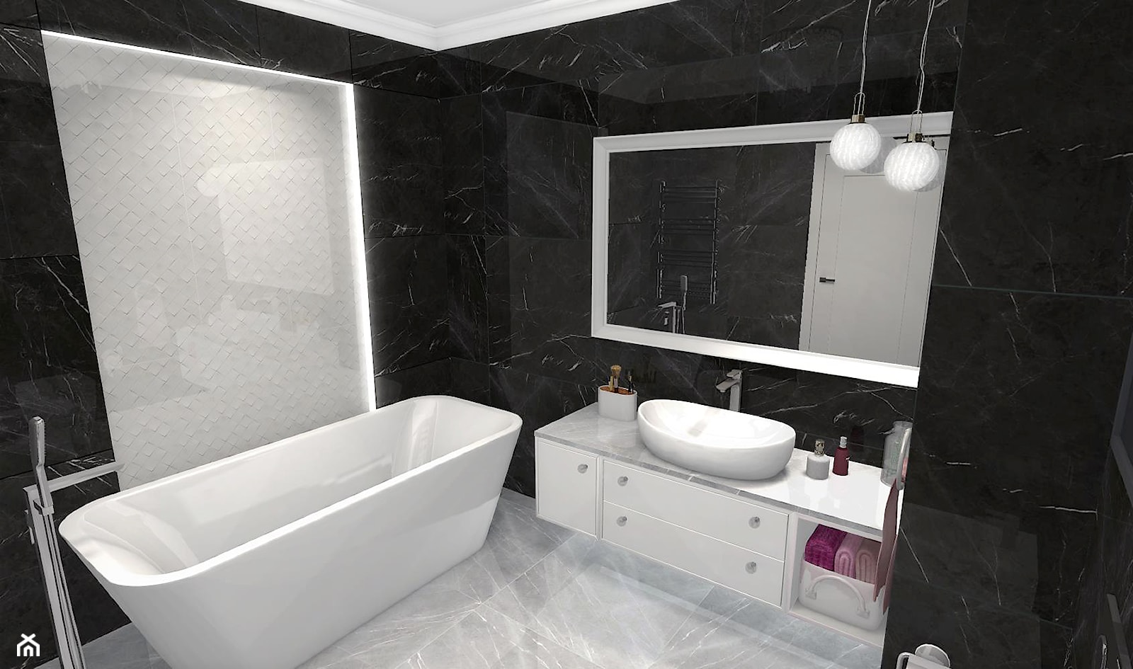 Łazienka czarno biała - zdjęcie od KREOSTUDIO - Homebook