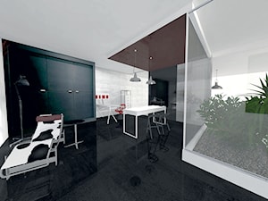 Mieszkanie w kamienicy z antresolą. - Duże z sofą czarne szare biuro, styl industrialny - zdjęcie od Katarzyna Jarosz Studio