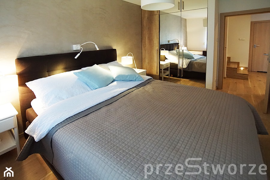 dwupoziomowe w Katowicach - Średnia biała sypialnia, styl skandynawski - zdjęcie od przeStworze
