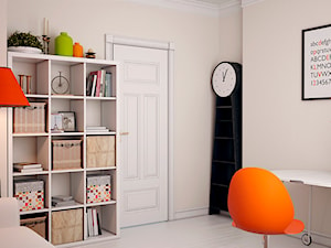 Projekty aranżacji wnętrz studio DEQOS - Średnie w osobnym pomieszczeniu z sofą beżowe biuro, styl nowoczesny - zdjęcie od DEQOS