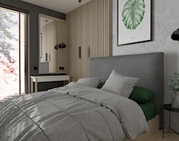 Mieszkanie z betonem i kolorem - Średnia beżowa szara sypialnia, styl nowoczesny - zdjęcie od ZIELONE studio projektowe - Homebook