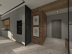 Nowoczesne mieszkanie z elemntami industrialnymi - Duży brązowy szary hol / przedpokój, styl industrialny - zdjęcie od ZIELONE studio projektowe