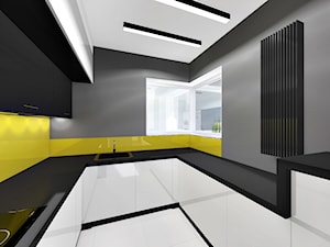 Mieszkanie w bieli i szarościach - 70m2 - projekt - Kuchnia, styl nowoczesny - zdjęcie od ZIELONE studio projektowe