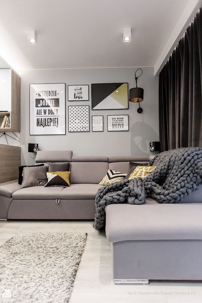 Kontrastowe mieszkanie - Salon, styl nowoczesny - zdjęcie od ZIELONE studio projektowe