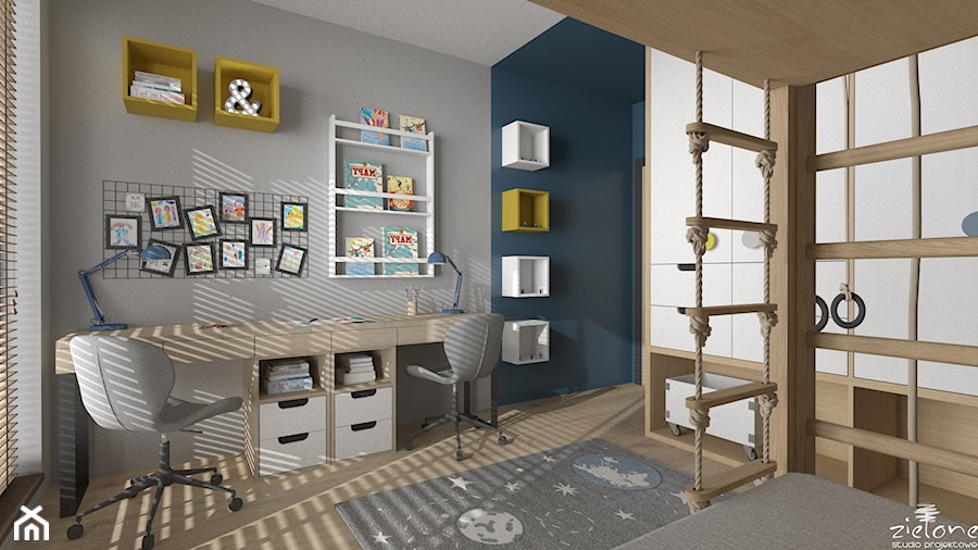 Mieszkanie z betonem i kolorem - Pokój dziecka, styl nowoczesny - zdjęcie od ZIELONE studio projektowe