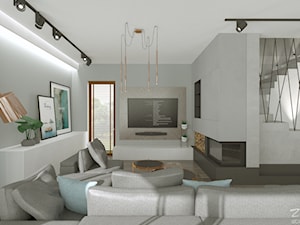 Przestronna willa na kameralnym osiedlu - Salon, styl nowoczesny - zdjęcie od ZIELONE studio projektowe