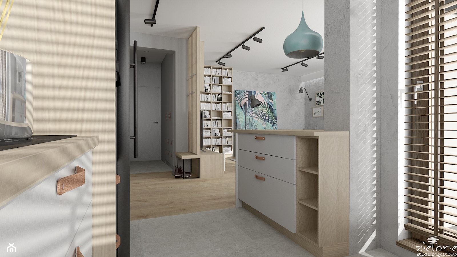 Mieszkanie z betonem i kolorem - Kuchnia, styl skandynawski - zdjęcie od ZIELONE studio projektowe - Homebook