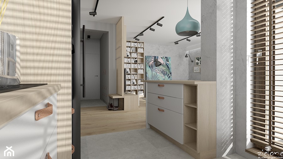 Mieszkanie z betonem i kolorem - Kuchnia, styl skandynawski - zdjęcie od ZIELONE studio projektowe