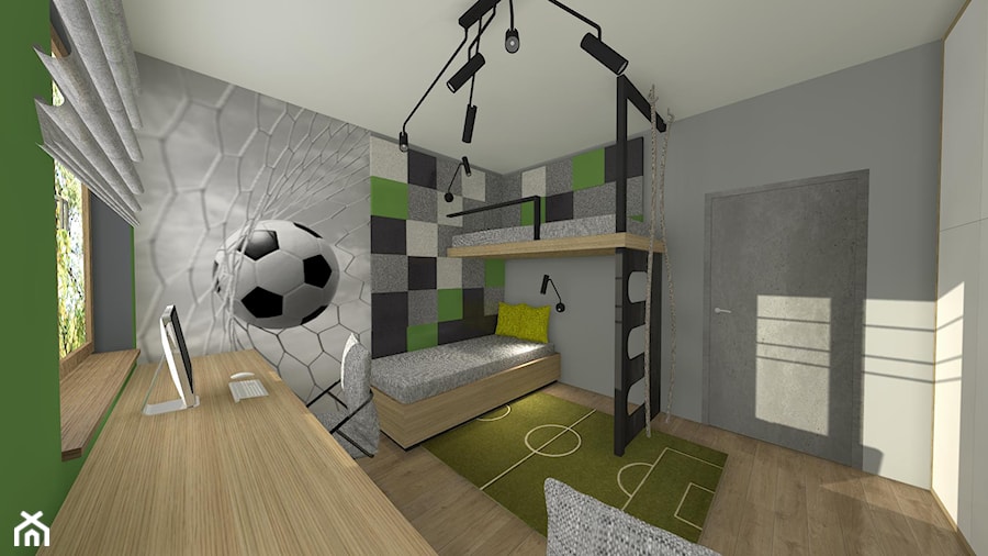 Nowoczesne mieszkanie z elemntami industrialnymi - Pokój dziecka, styl nowoczesny - zdjęcie od ZIELONE studio projektowe