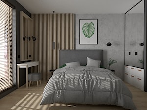 Mieszkanie z betonem i kolorem - Sypialnia, styl industrialny - zdjęcie od ZIELONE studio projektowe