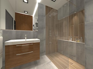 Nowoczesne mieszkanie z elemntami industrialnymi - Średnia bez okna z punktowym oświetleniem łazienka, styl nowoczesny - zdjęcie od ZIELONE studio projektowe
