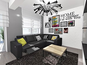 Mieszkanie w bieli i szarościach - 70m2 - projekt - Mały salon, styl nowoczesny - zdjęcie od ZIELONE studio projektowe