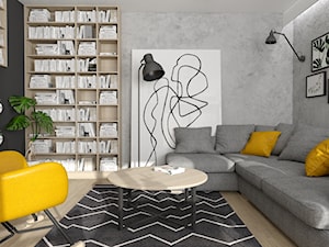 Mieszkanie z betonem i kolorem - Salon, styl industrialny - zdjęcie od ZIELONE studio projektowe