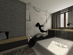 Nieduża sypialnia z miejscem do pracy - zdjęcie od ZIELONE studio projektowe