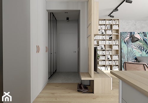 Mieszkanie z betonem i kolorem - Hol / przedpokój, styl industrialny - zdjęcie od ZIELONE studio projektowe