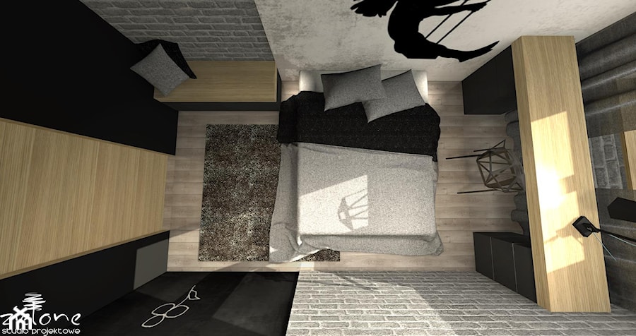Nieduża sypialnia z miejscem do pracy - zdjęcie od ZIELONE studio projektowe