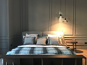 Męski Kwadrat - Mała szara sypialnia, styl vintage - zdjęcie od MUTUO Studio Projektowe