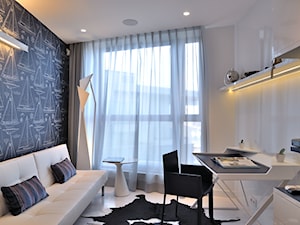 Apartament w Sea Towers - Średnie w osobnym pomieszczeniu z sofą białe czarne biuro - zdjęcie od Ministerstwo Spraw We Wnętrzach