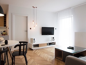 Mieszkanie Solaris Tczew - Średni biały salon z jadalnią, styl nowoczesny - zdjęcie od 1504architekci